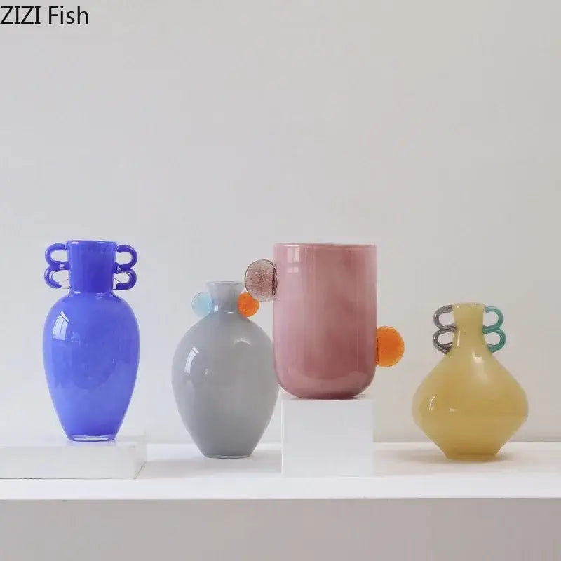 Modern colorful glossy glass vase living room desk decor