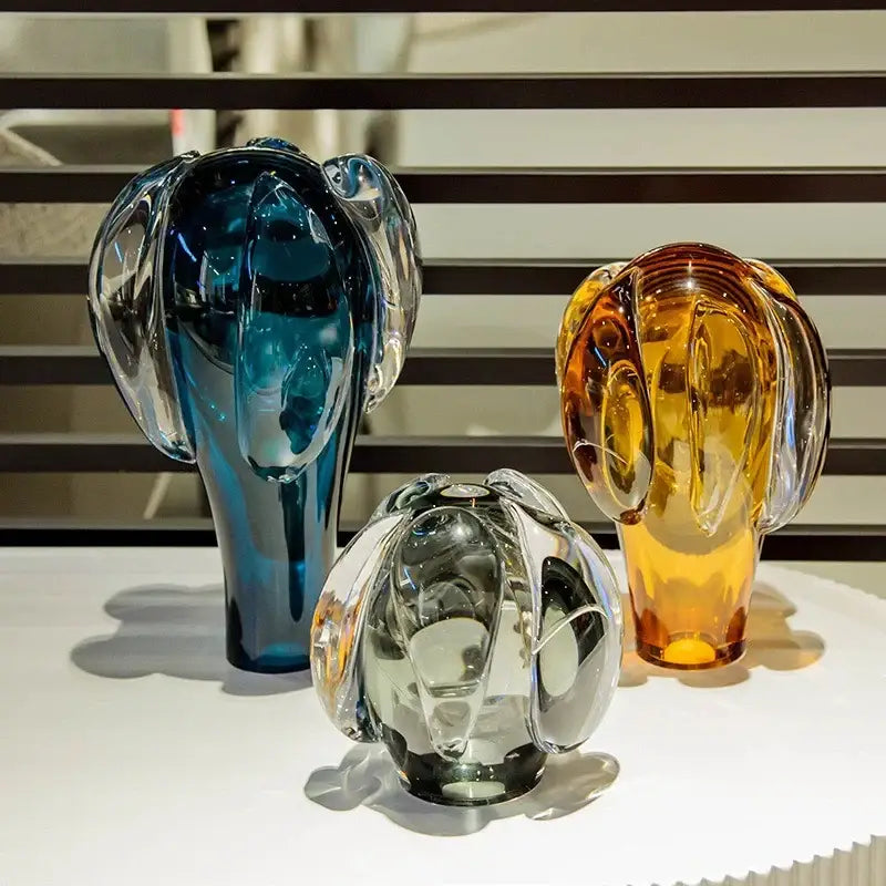 Modern blue and amber cactus decorbites glass vase living room decor