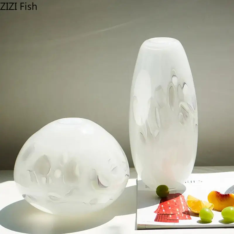 Modern white leaf ceramic glass vase living room table decor