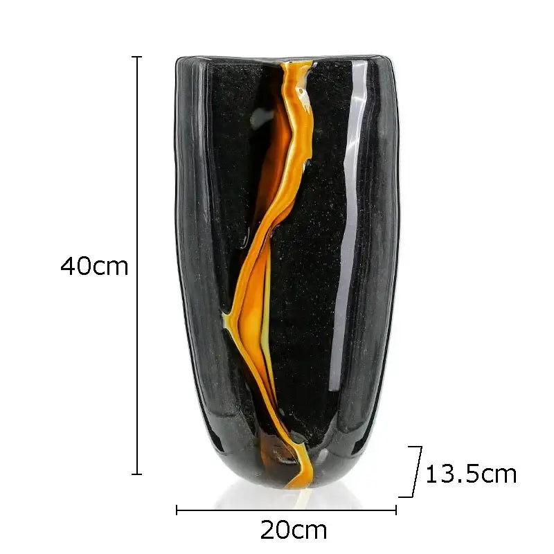 Modern marbled black and gold glass vase living room decor