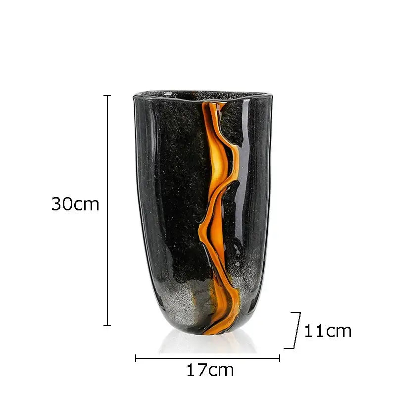 Modern marbled black and gold glass vase living room decor