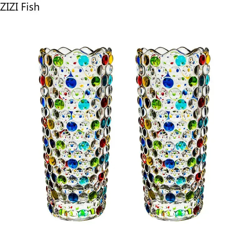 Mosaic rhinestone decorbites glass vase for living room desk decoration