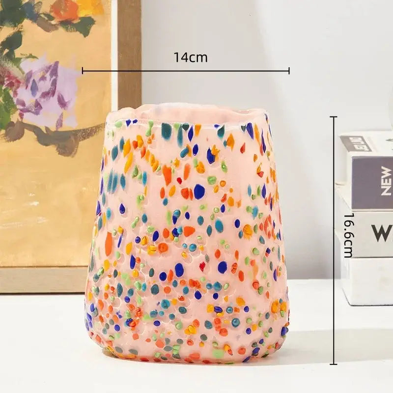 Colorful speckled glass vase living room hydroponic planter