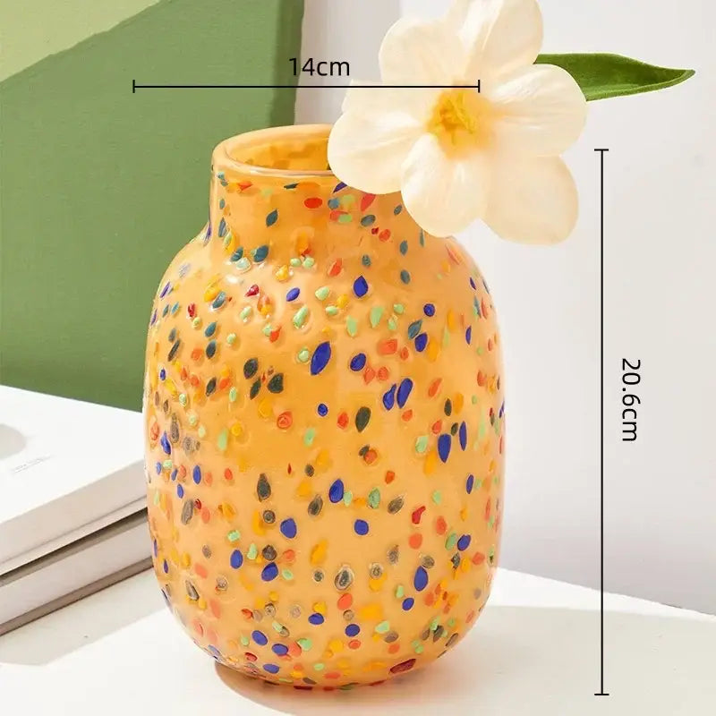 Colorful speckled glass vase living room hydroponic planter