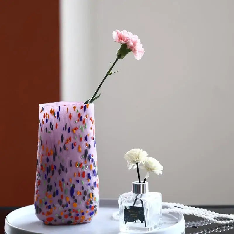 Colorful speckled glass vase living room hydroponic planter
