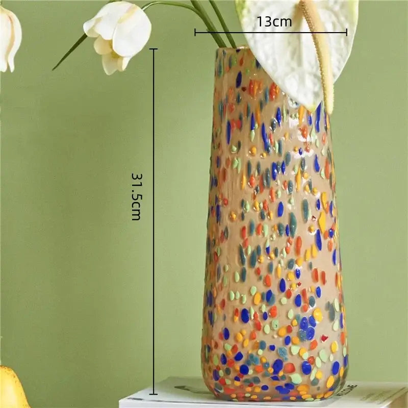 Colorful speckled glass vase living room hydroponic planter