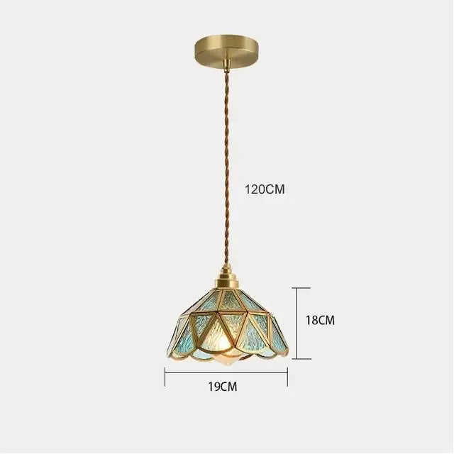 Vintage amber & teal glass pendant lights kitchen chandelier