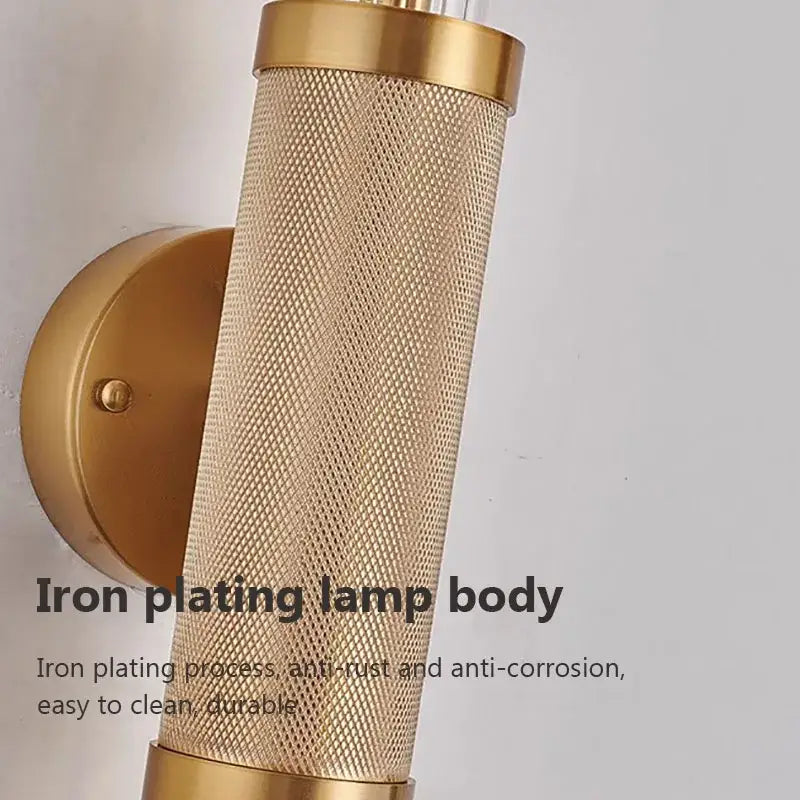 Modern gold textured glass wall lamp living room led light