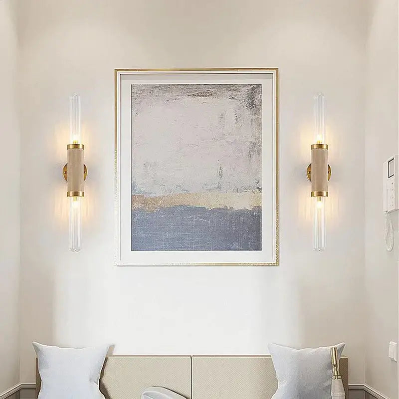 Modern gold textured glass wall lamp living room led light