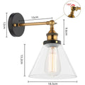 Industrial black metal glass wall lamp living room sconce