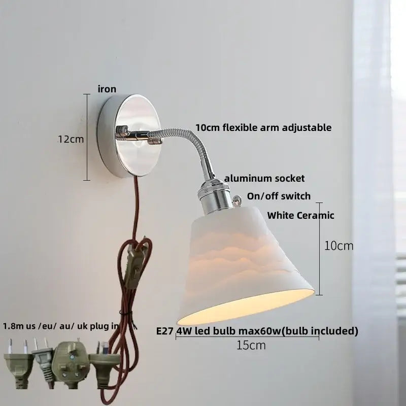 Modern chrome and glass wall light fixture bedroom adjustable sconce