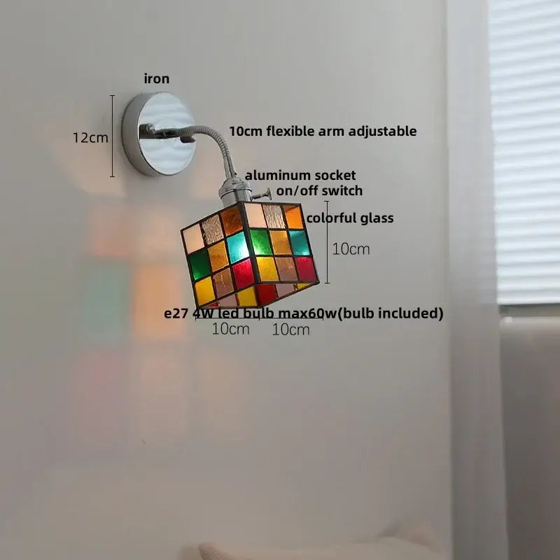 Modern chrome and glass wall light fixture bedroom adjustable sconce