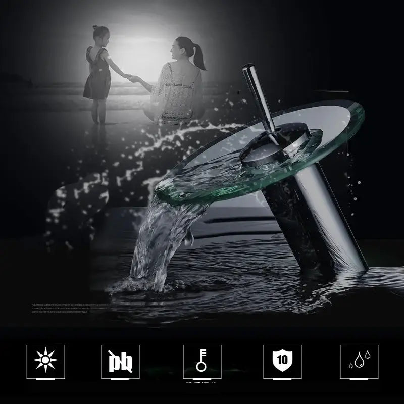 DecorBites™ Glass Waterfall Basin Sink Faucet