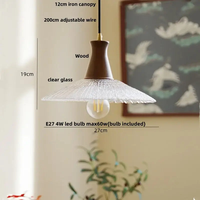DecorBites™ Glass & Wood LED Pendant Lights for Home Decor & Restaurant Lighting