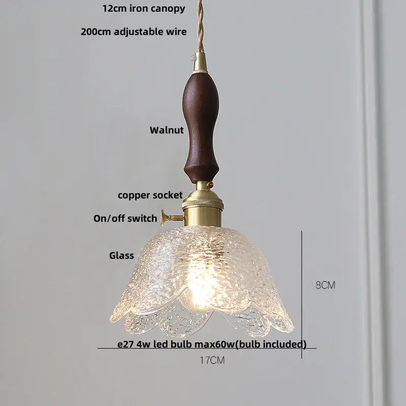 DecorBites™ Glass & Wood LED Pendant Lights for Home Decor & Restaurant Lighting