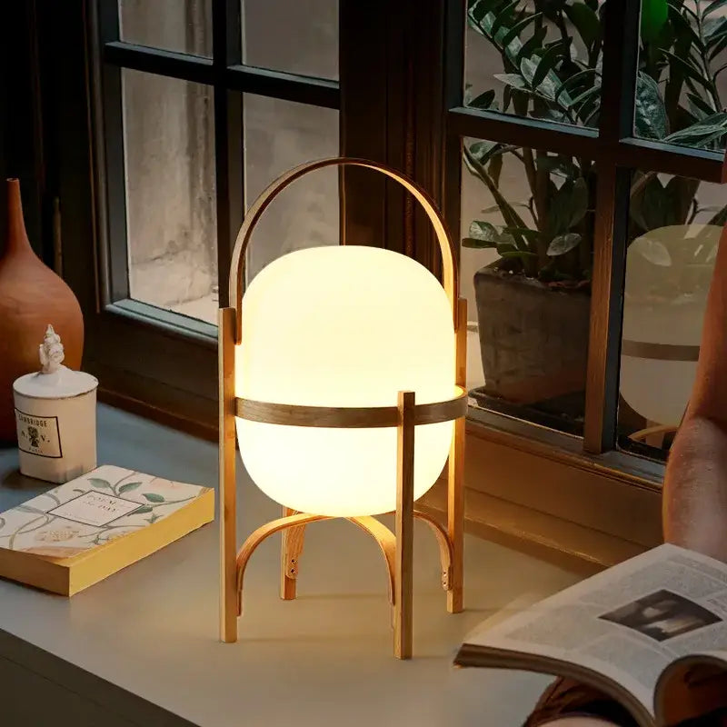 DecorBites™ Glass & Wood/Metal Table Lamp - Japanese Style Room Light