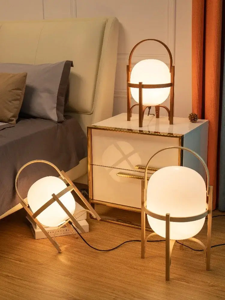 DecorBites™ Glass & Wood/Metal Table Lamp - Japanese Style Room Light