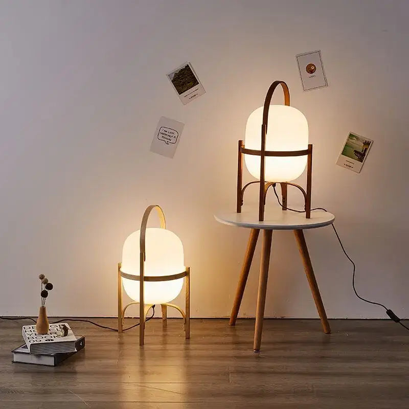 DecorBites™ Glass & Wood/Metal Table Lamp - Japanese Style Room Light