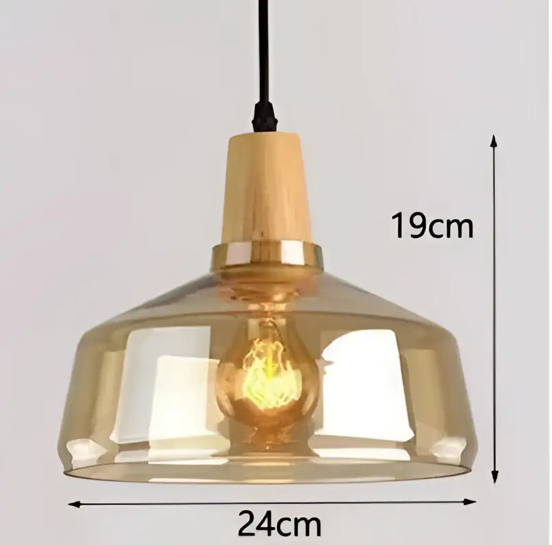 DecorBites™ Glass & Wood Pendant Light: Modern Nordic Hanging Lamp for Bar, Table, Dining - Gray Retro Decor