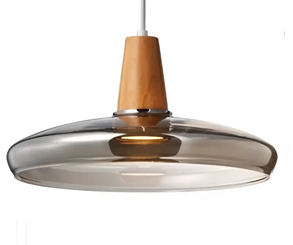 DecorBites™ Glass & Wood Pendant Light: Modern Nordic Hanging Lamp for Bar, Table, Dining - Gray Retro Decor