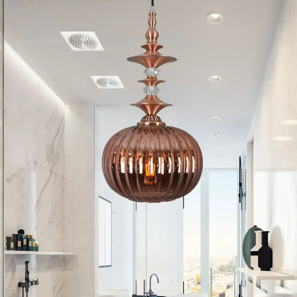 DecorBites™ Globe Glass Ceiling Lamp - Modern 1 Head Hanging Kit for Dining Room - Copper/Chrome/Gold Finish