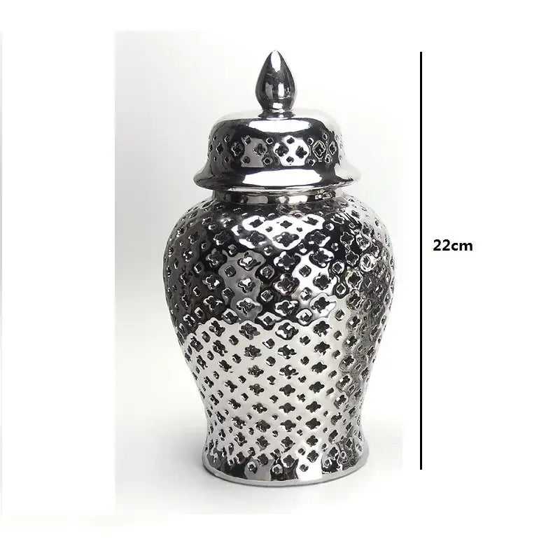 DecorBites™ Gold Ceramic Carved Temple Jar - Home Decor