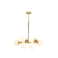 DecorBites gold contemporary chandelier with six frosted glass shade globes for dining room cream glass pendant light fixture