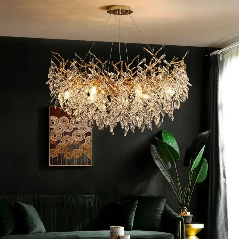 DecorBites™ Gold Crystal LED Chandeliers for Home Lighting