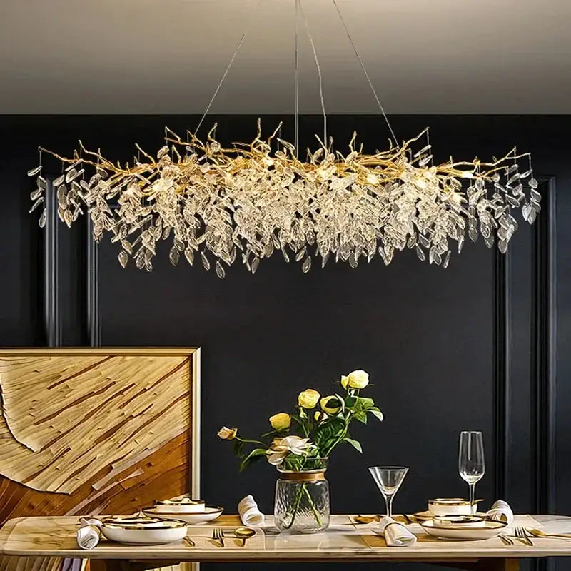 DecorBites™ Gold Crystal LED Chandeliers for Home Lighting