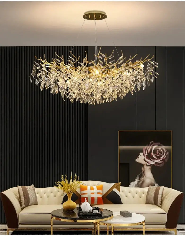 DecorBites™ Gold Crystal LED Chandeliers for Home Lighting