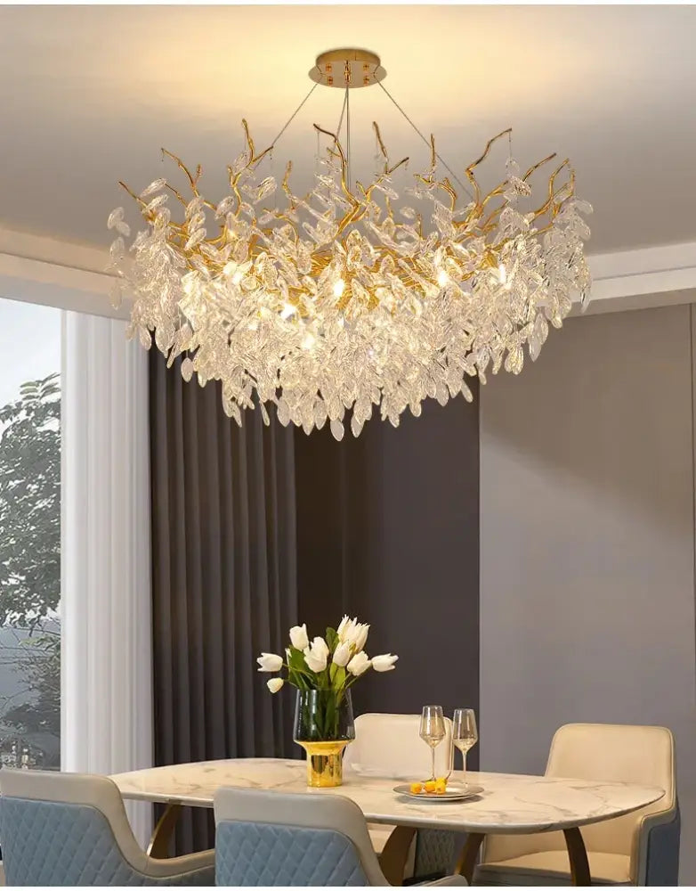 DecorBites™ Gold Crystal LED Chandeliers for Home Lighting
