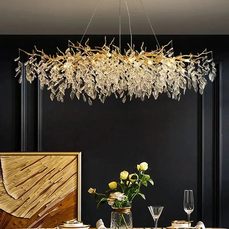 DecorBites™ Gold Crystal LED Chandeliers for Home Lighting
