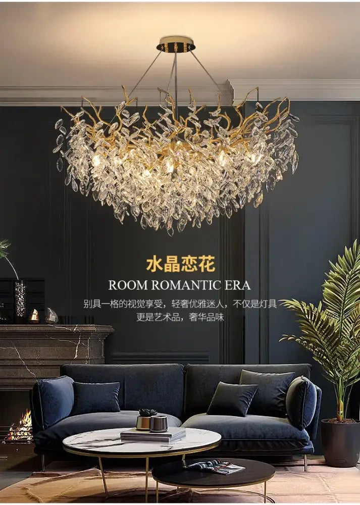 DecorBites™ Gold Crystal LED Chandeliers for Home Lighting