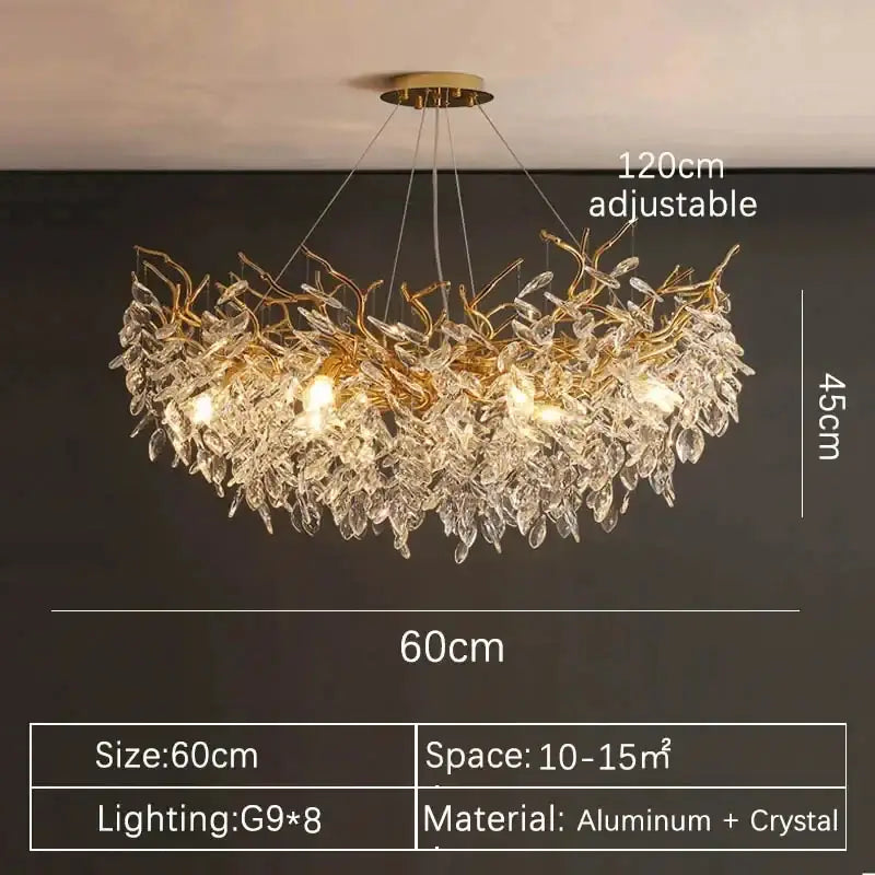 DecorBites™ Gold Crystal LED Chandeliers for Home Lighting