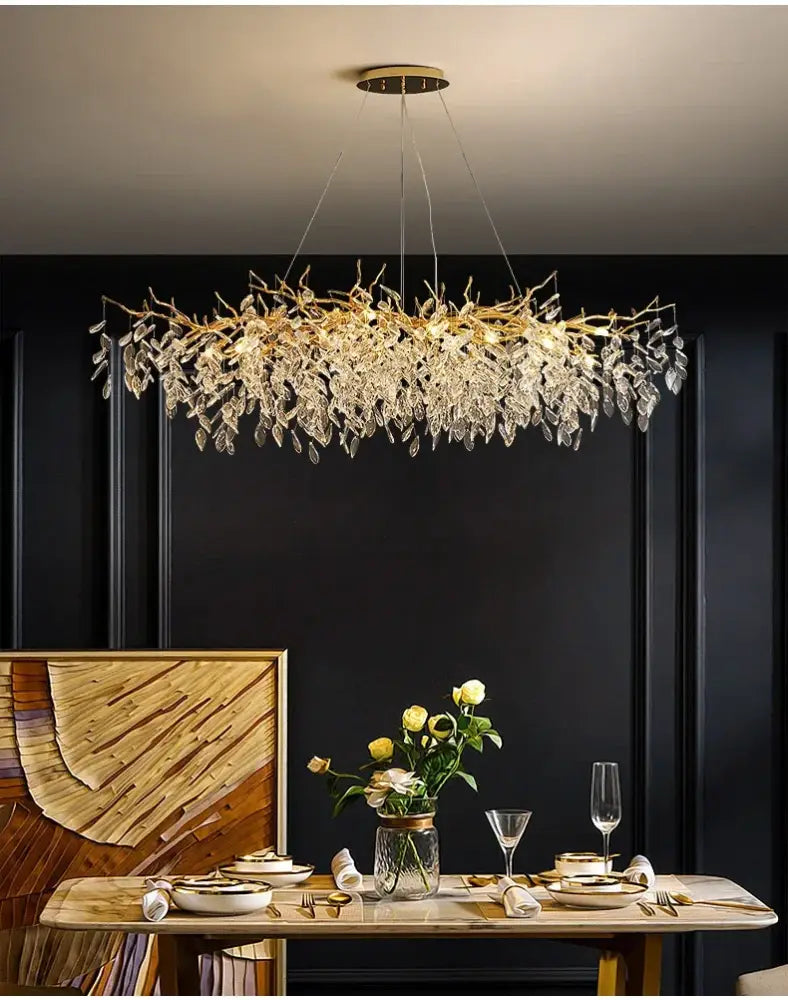 DecorBites™ Gold Crystal LED Chandeliers for Home Lighting