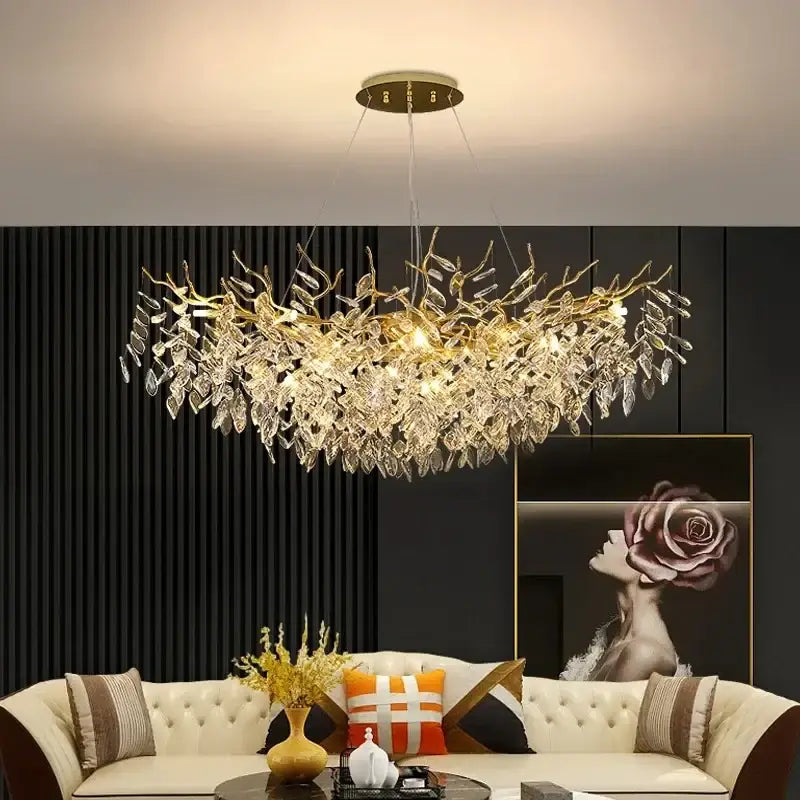 DecorBites™ Gold Crystal LED Chandeliers for Home Lighting