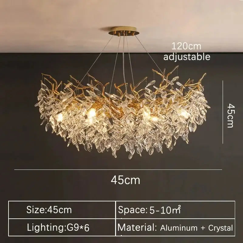 DecorBites™ Gold Crystal LED Chandeliers for Home Lighting
