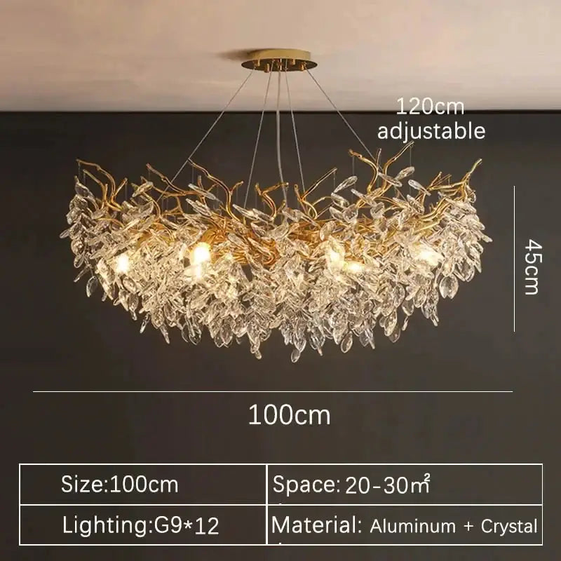 DecorBites™ Gold Crystal LED Chandeliers for Home Lighting