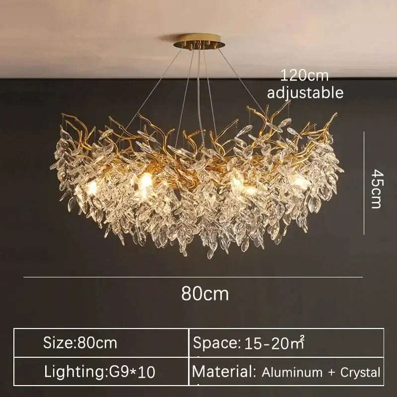 DecorBites™ Gold Crystal LED Chandeliers for Home Lighting