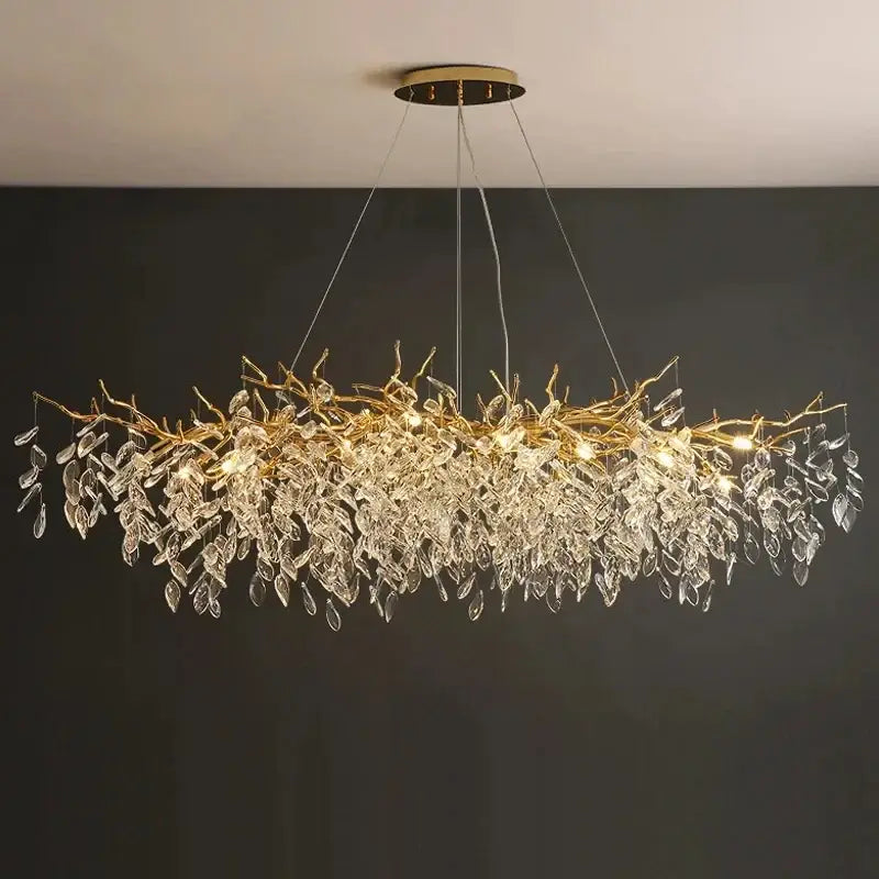 DecorBites™ Gold Crystal LED Chandeliers for Home Lighting