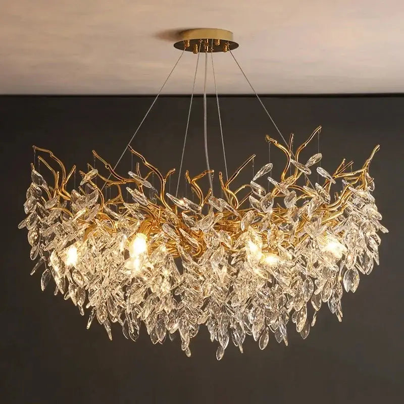 DecorBites™ Gold Crystal LED Chandeliers for Home Lighting