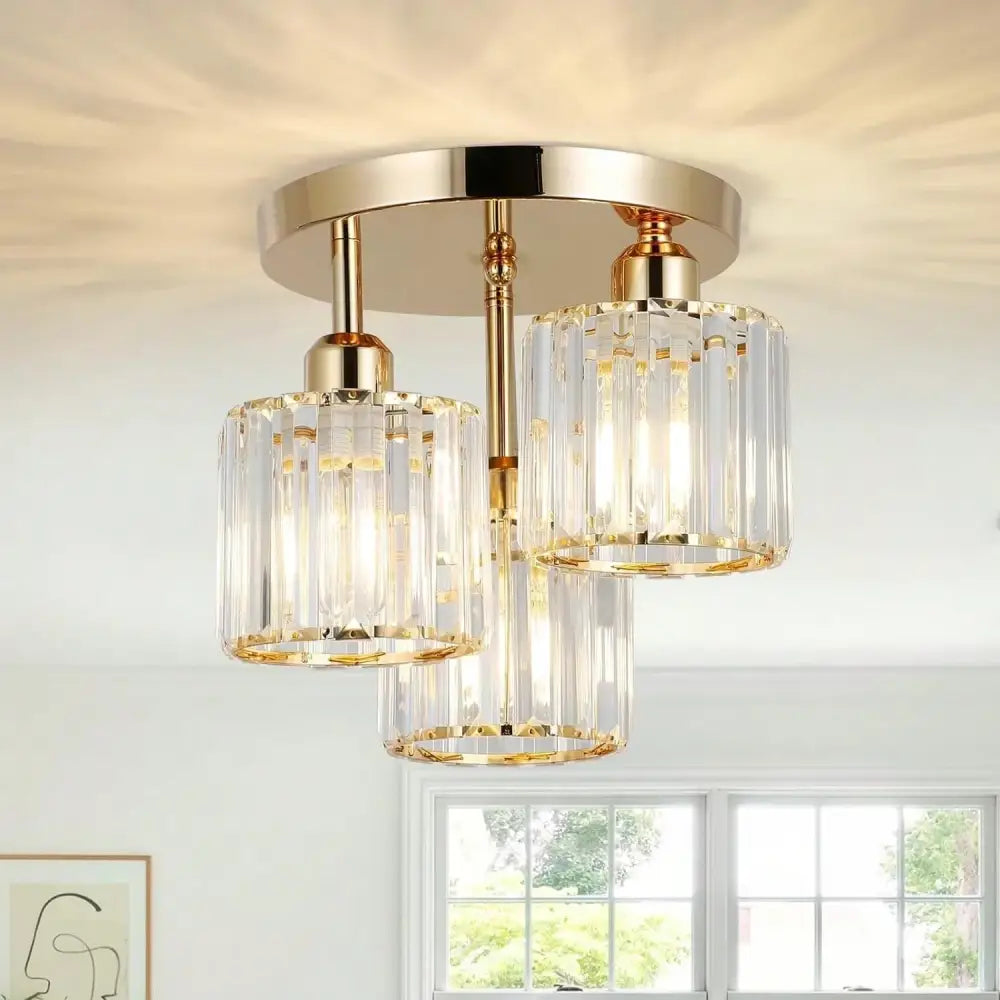 DecorBites™ Gold Crystal Semi-Flush Mount Ceiling Light