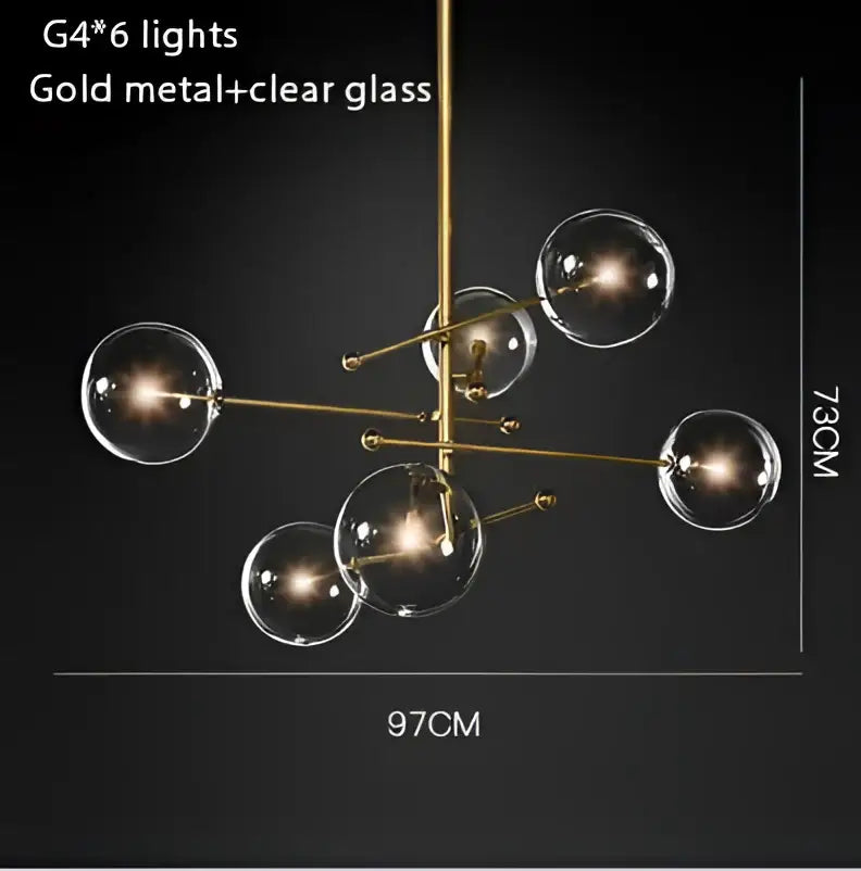 DecorBites™ Gold Glass Bubble Chandelier for Dining Room