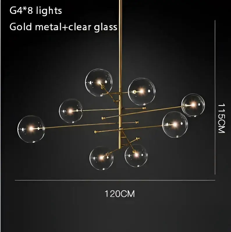 DecorBites™ Gold Glass Bubble Chandelier for Dining Room
