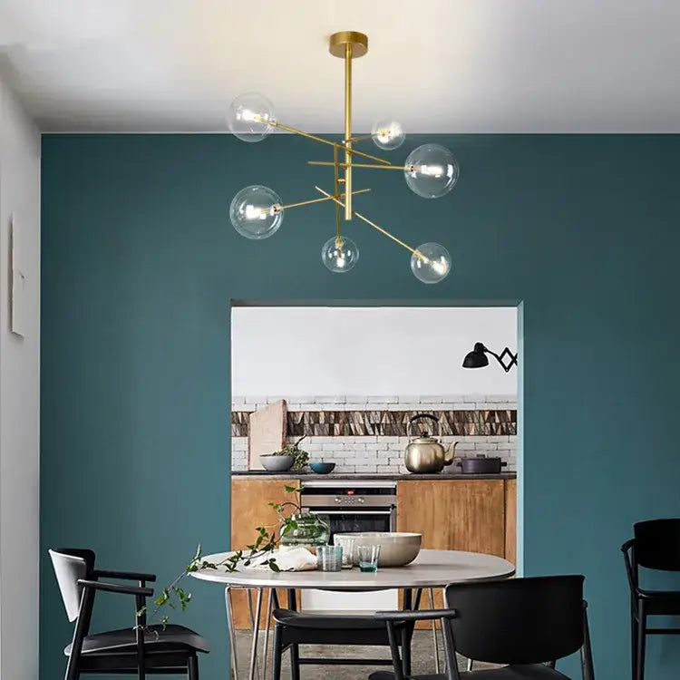 DecorBites™ Gold Glass Bubble Chandelier for Dining Room