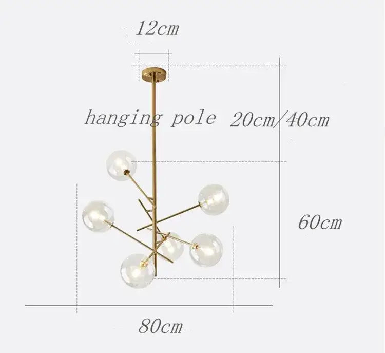 DecorBites™ Gold Glass Bubble Chandelier for Dining Room