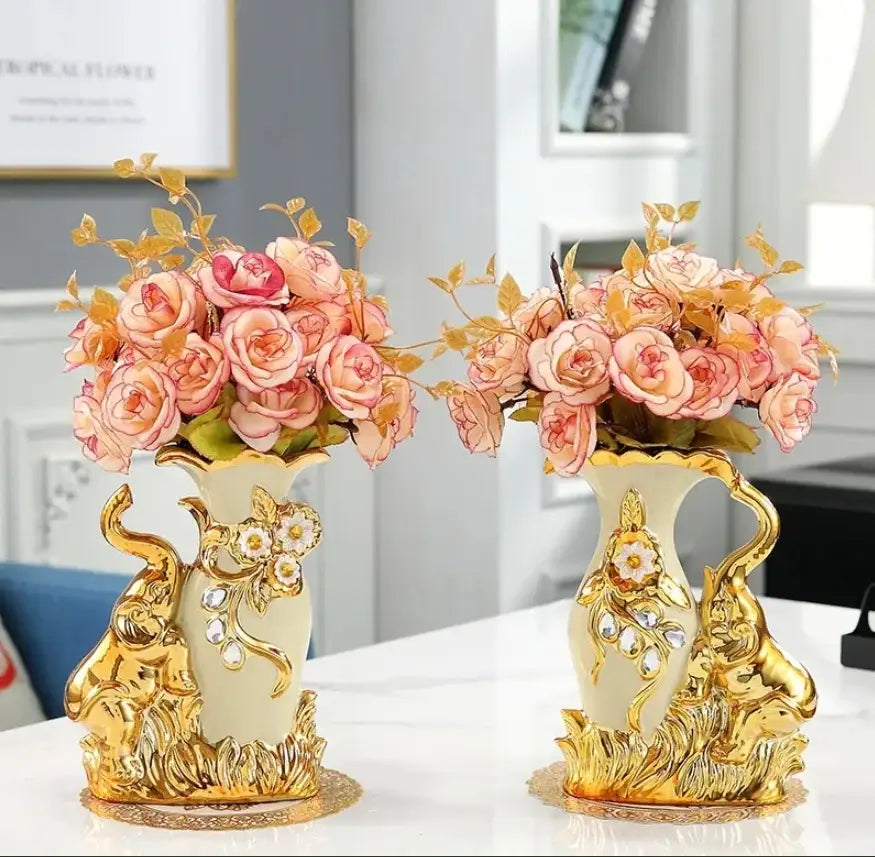 DecorBites™ Gold Glass Vase for Stylish Home Decor