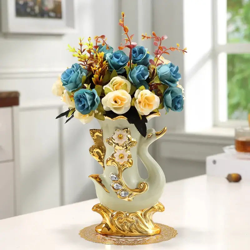 DecorBites™ Gold Glass Vase for Stylish Home Decor