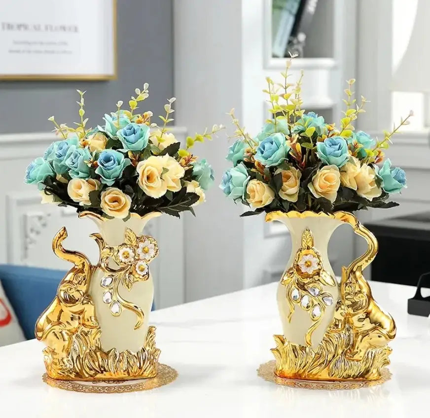DecorBites™ Gold Glass Vase for Stylish Home Decor