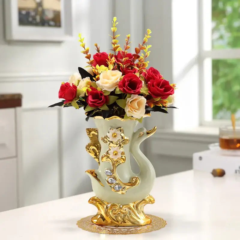 DecorBites™ Gold Glass Vase for Stylish Home Decor